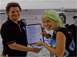 Andy being awarded the PADI OWSI