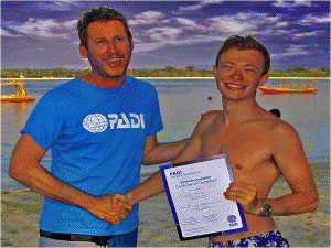 Max getting certified by PADI