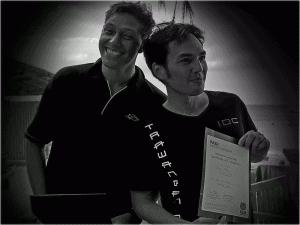 Mark being awarded the PADI OWSI