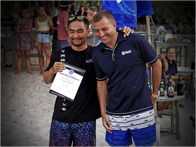 Tom certified as a dive instructor
