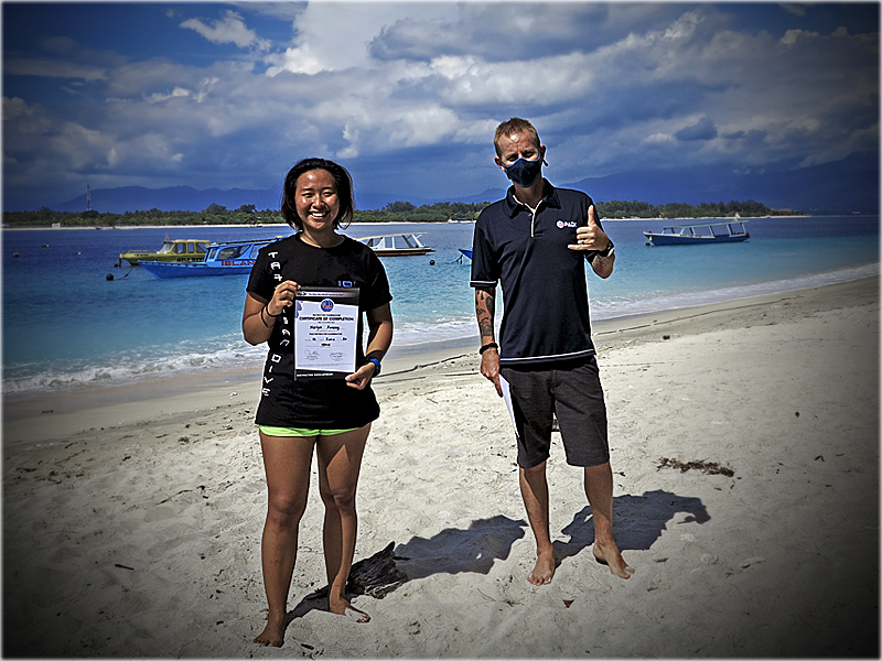 Merlyn Certified on the PADI IDC Gili Islands, Indonesia