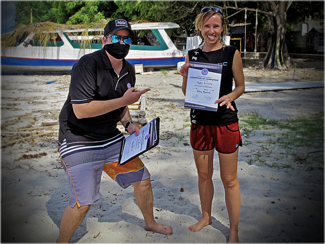 Agata Certified on the PADI IDC Gili Islands, Indonesia